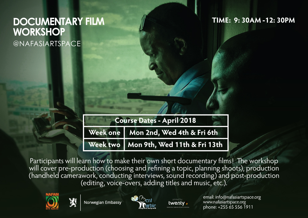 Poster Documentary Film Workshop by Bent Marble at Nafasi Art Space