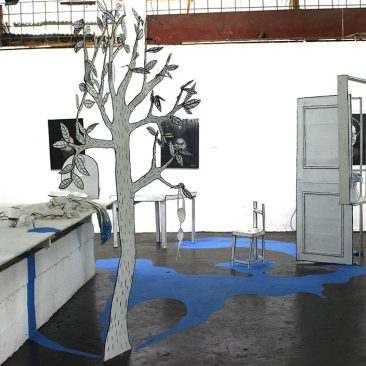 MakeFactory The Floating Home Paper,Cardboard,Paint and Cloth Installation 300cm x 400cm