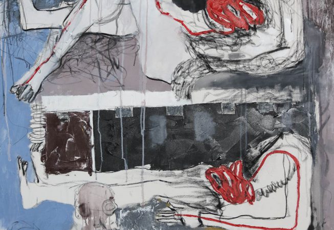 BUTCHECA Centro de a colhimento (refugee reception centre Acrylic on canvas 132cm-180cm USD 1700