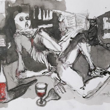 BUTCHECA Leitor feliz (happy reader) Acrylic on canvas 42cm-30cm USD 200