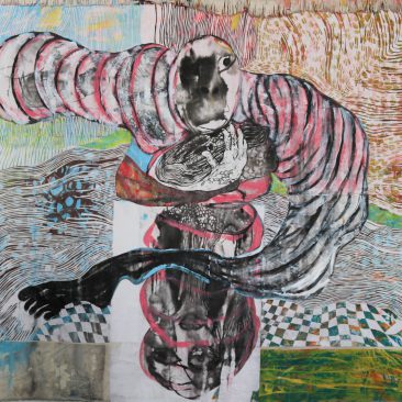 OPTION Traveling Intuition Mixed Media on Canvas and Paper 180 - 156cm_