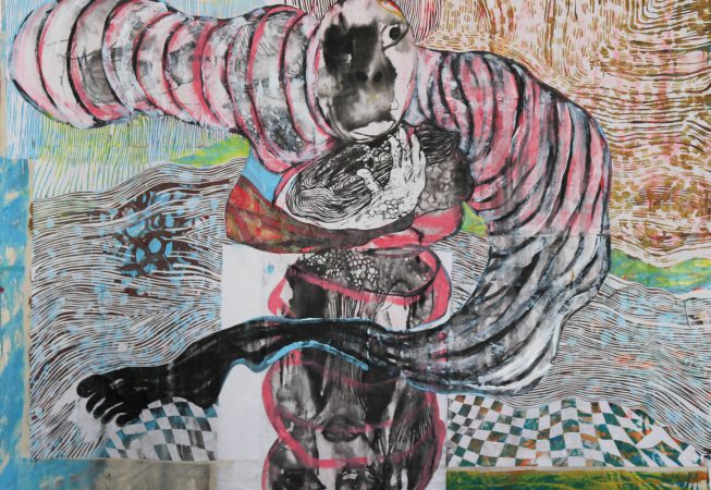 OPTION Traveling Intuition Mixed Media on Canvas and Paper 180 - 156cm_