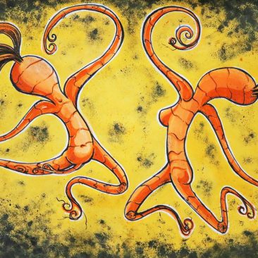 ALJOSJA ROELS Mandrake Vibes Ecoline paint,charcoal and marker on paper