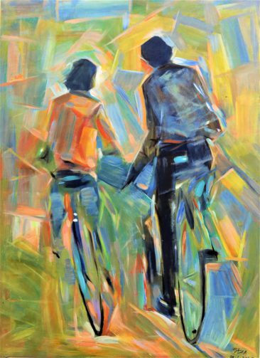 Raza Couple Biking 47 x 56cm Not for sale