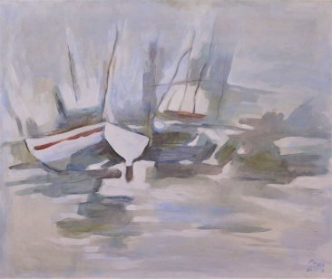 Raza Dhow at Dockyard Acrylic on Canvas 81 x 47 750 USD