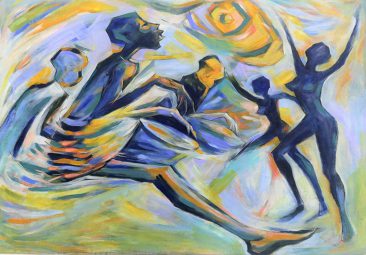 Raza Distant Drums Acrylic on Canvas 63 x 90 650USD