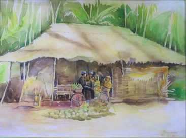 Raza Villagers of Zanzibar Watercolor on paper 62 x 82cm