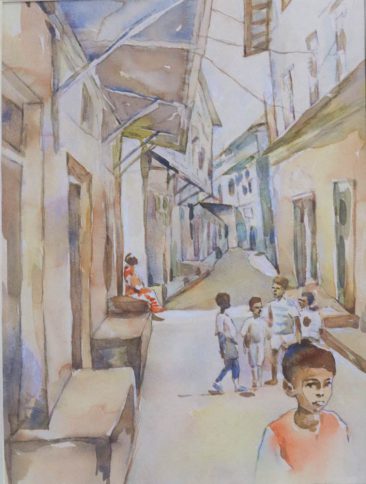 Raza Children of Zanzibar Watercolor on paper 53 x43cm 400USD