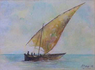 Raza Dhow Watercolor on paper 36 x 77cm 300USD