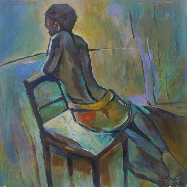 Seated Woman Acrylic on Canvas 80 x 67cm 200 USD